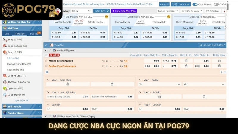Dạng cược NBA cực ngon ăn tại Pog79