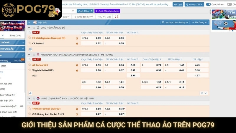 Giới thiệu sản phẩm cá cược thể thao ảo trên Pog79