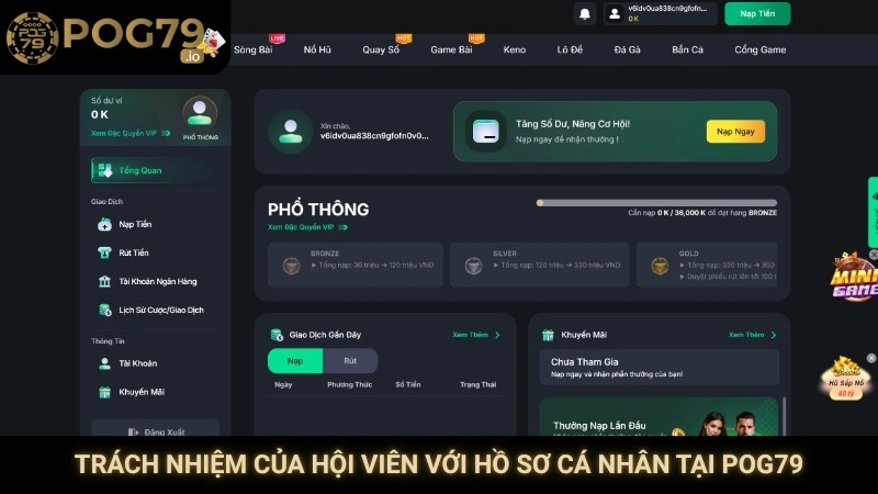 Trách nhiệm của hội viên với hồ sơ cá nhân tại Pog79