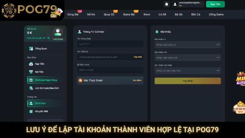 Lưu ý để lập tài khoản thành viên hợp lệ tại Pog79