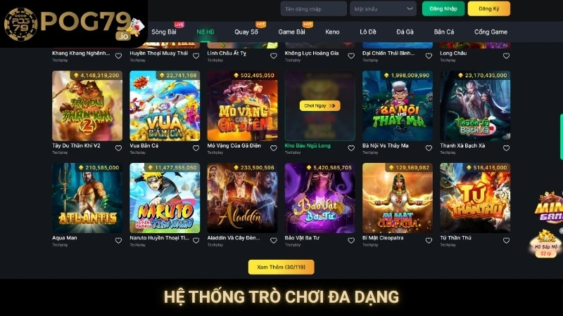 Hệ thống trò chơi đa dạng