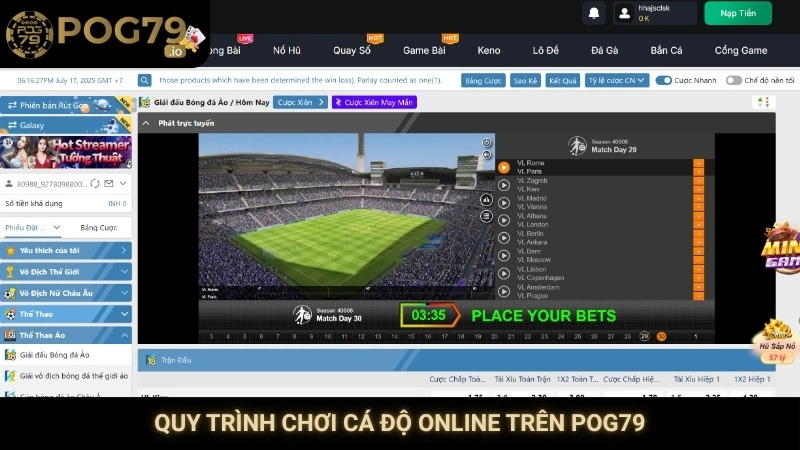 Quy trình chơi cá độ online trên Pog79